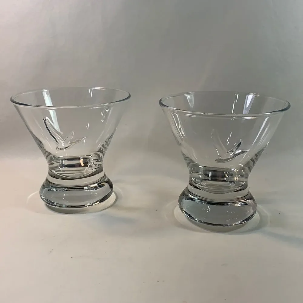 Dove Embossed 6 Oz Glass Rocks Martini Glasses Love Doves Bar Accessories Set 2